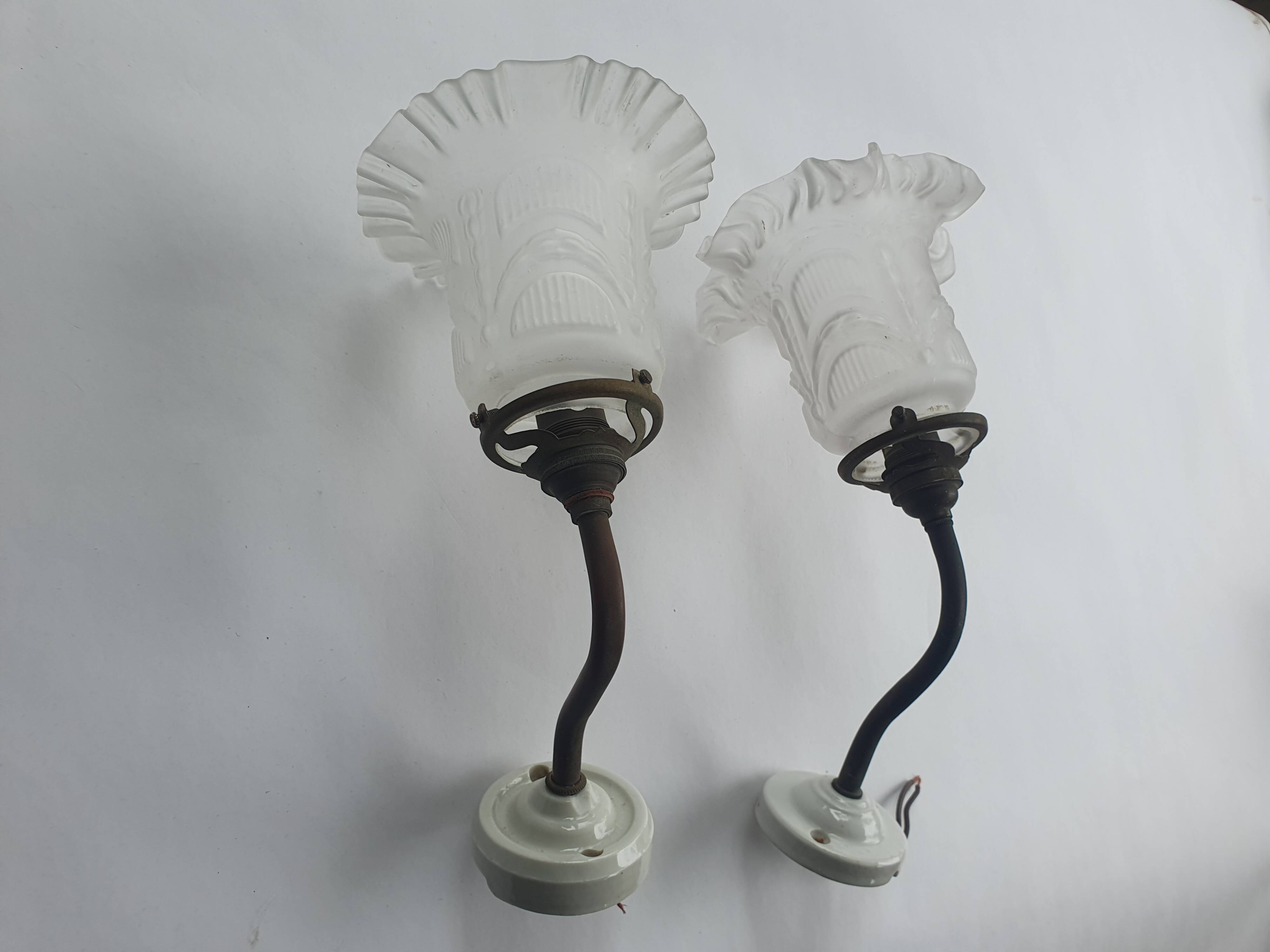 Pair of antique 1930s art deco wall lights