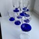 Set of 10 medium format blue foot glasses 60s-70s