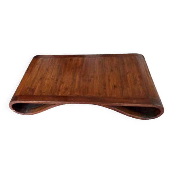 Table basse ethnique en bois massif, table vintage en teck massif