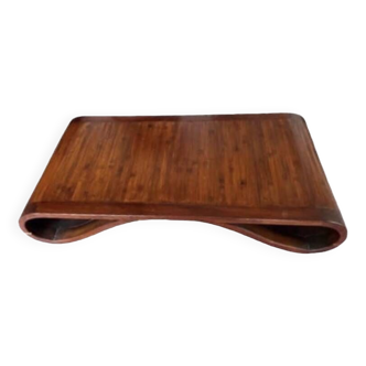 Table basse ethnique en bois massif, table vintage en teck massif