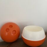 Vintage orange bucket in the shape of a FASYL bowling ball, diameter 18 cm