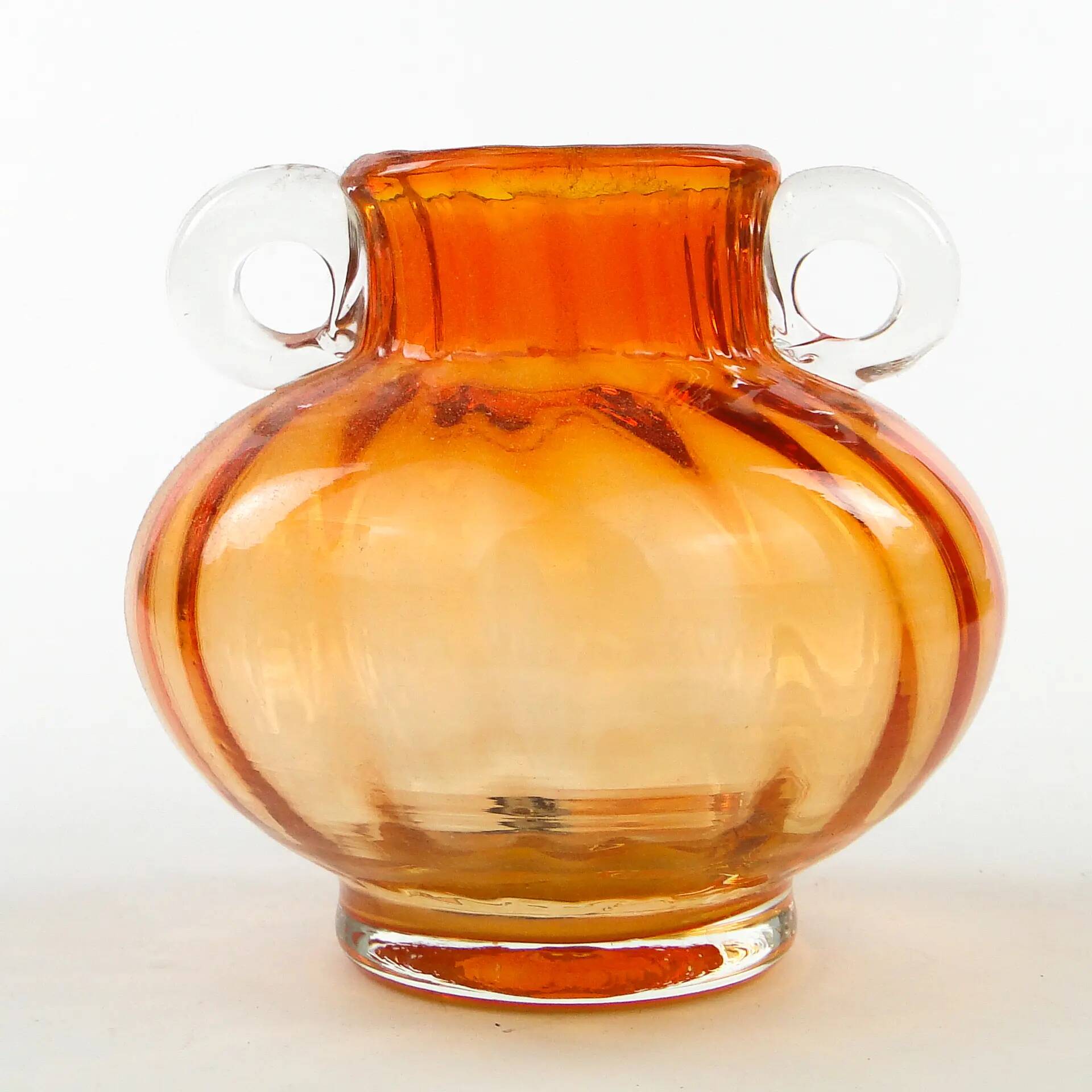 Mid-century modern vase, orange glass, Poland, 1970s