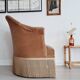 Fauteuil crapaud velours beige doré