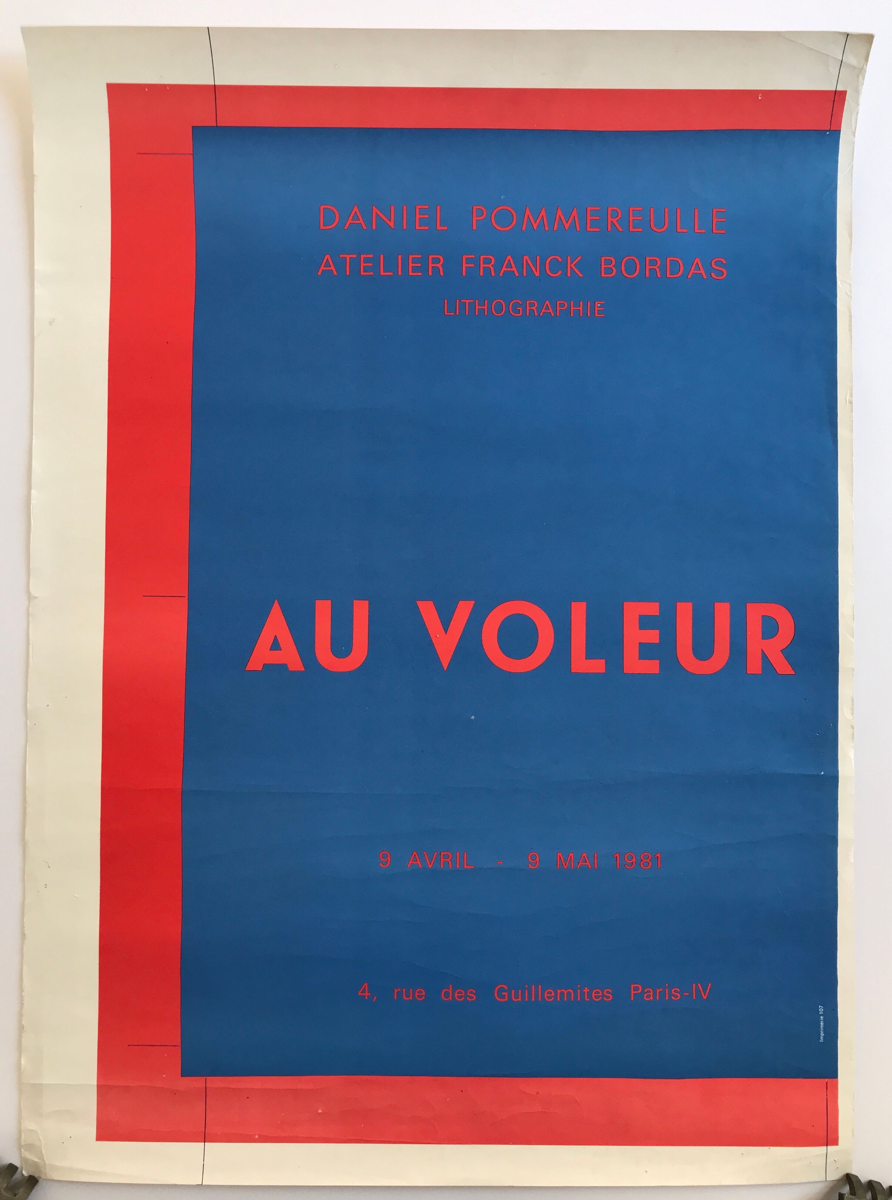 Original poster by Daniel Pommereulle, atelier Franck Bordas, au voleur, 1981