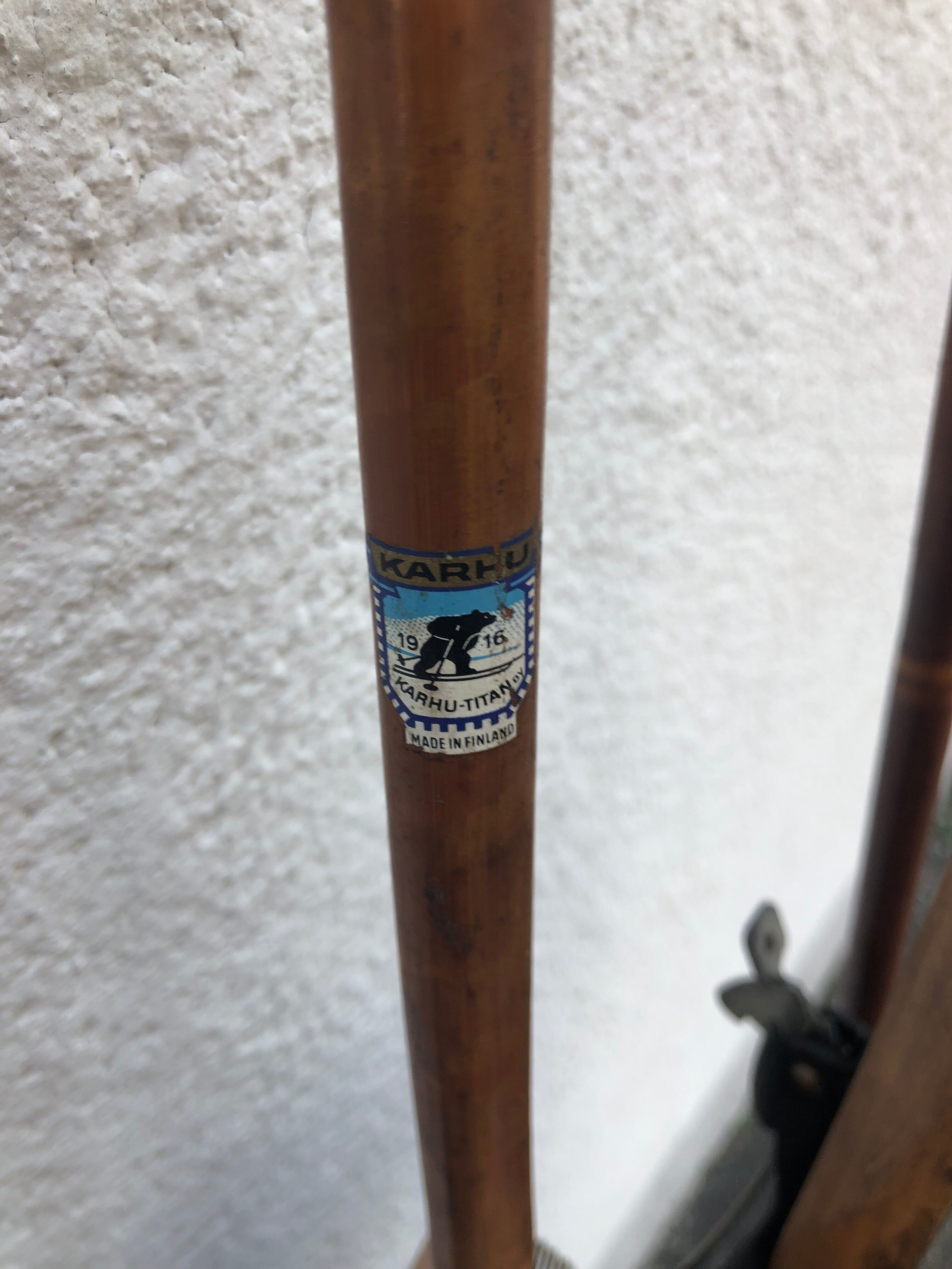 Vintage skis with poles