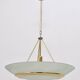 Brass and Aquamarine Etched Glass Bowl Pendant