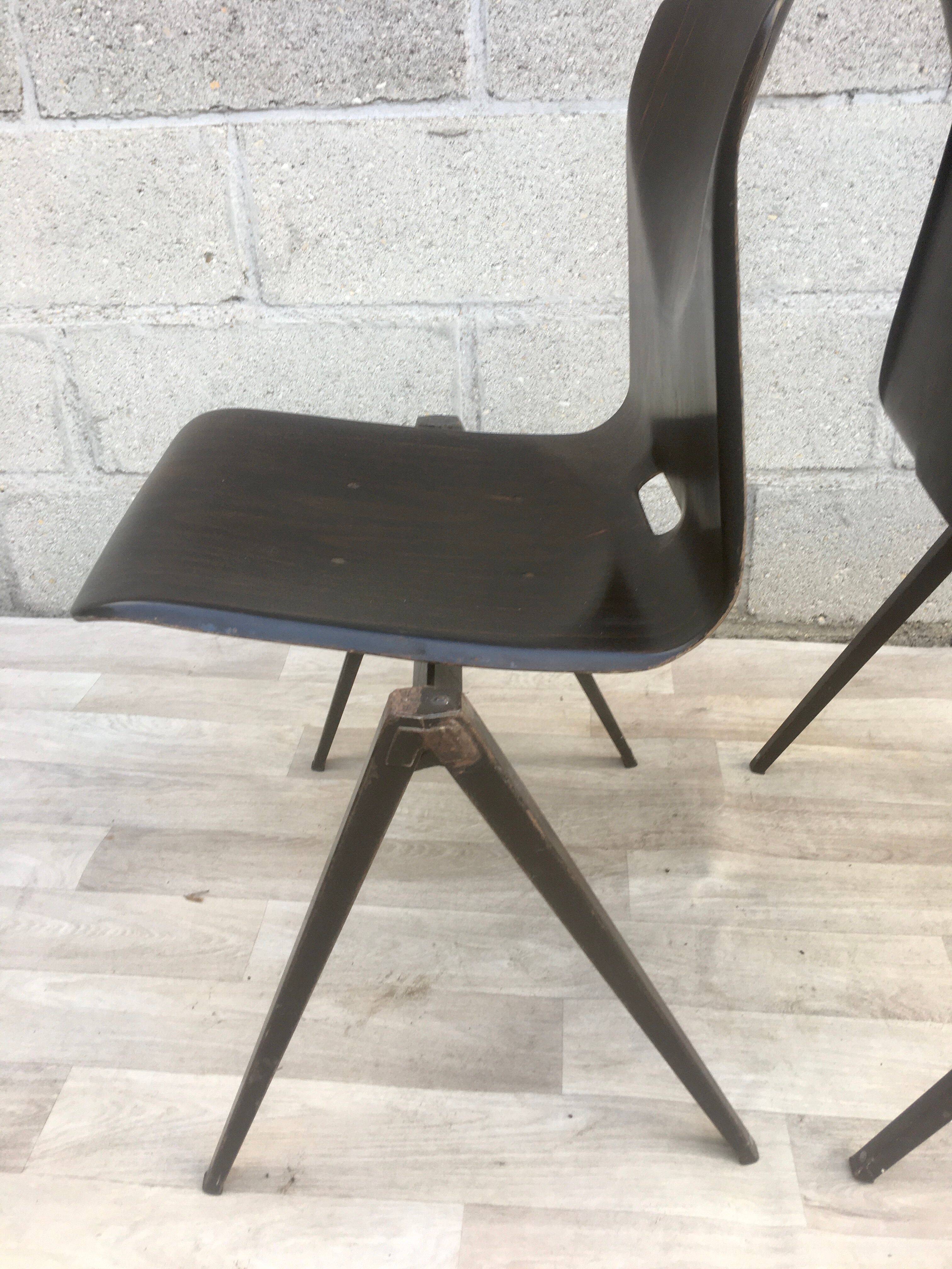 Pair of vintage chairs compass legs galvanitas s22