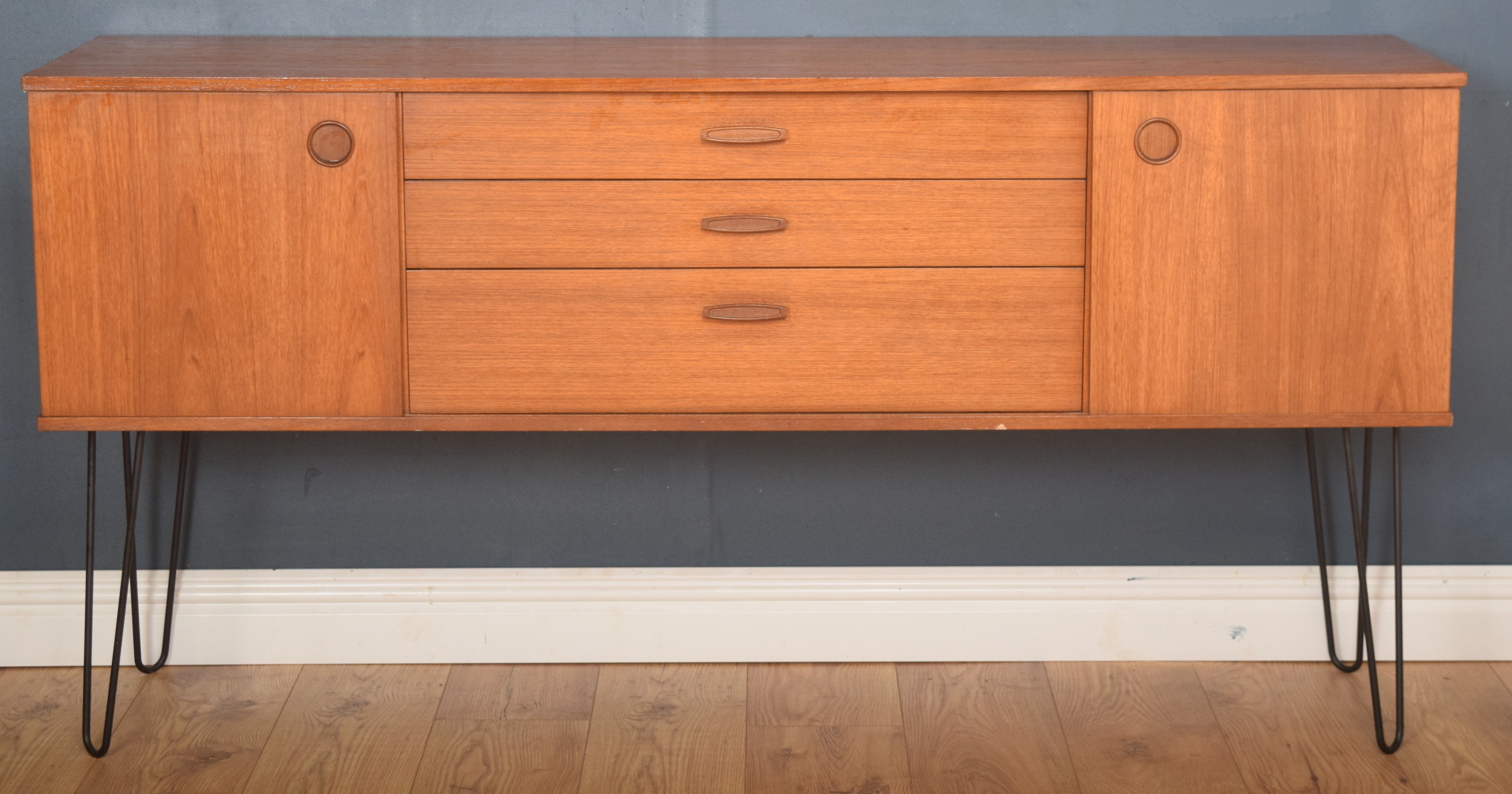 Restored Teak 1960s Avalon Retro Sideboard Hairpin Legs