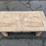 Renovated 19th-century solid oak farmhouse coffee table.