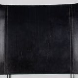 Pair of Matteo Grassi MG5 chairs in black leather and chrome