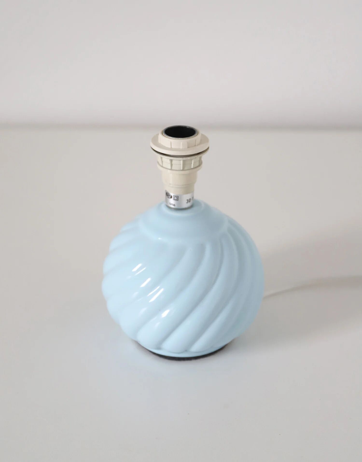 Recycled vintage lamp — twisted blue ceramic base, floral shade