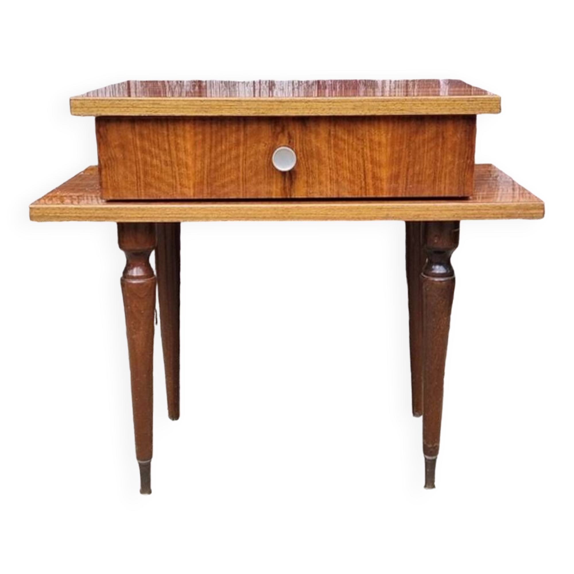 Small varnished wood nightstand, 1950s.
