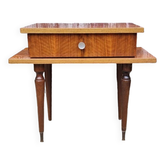 Small varnished wood nightstand, 1950s.