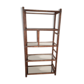 Rack in rattan and smoked glass 70 's