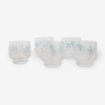 4 verres a eau Veronica décor fleurs myosotis de  Luminarc