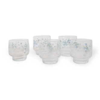4 glasses a water Veronica decoration flowers myosotis of Luminarc