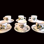 Set of 6 coffee cups and saucers Villeroy & Boch, vintage, Botanica