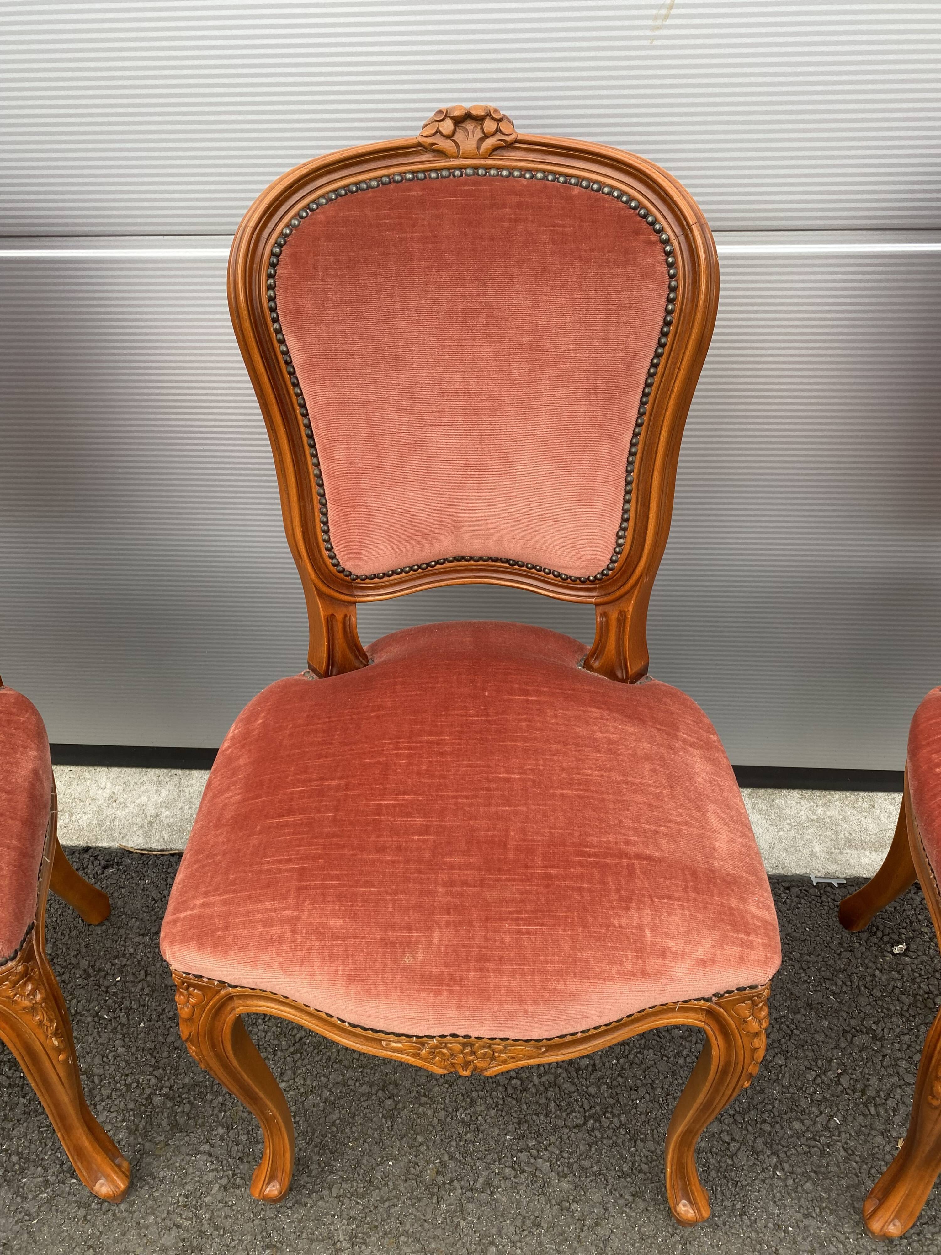 6 chairs Louis XV red style