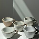 Set of 5 Indonesian ceramic handle coffee cups