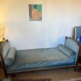 Vintage Louis XVI style blue velvet sofa