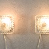 Mid century modern germany cut glass flush mount set 60s