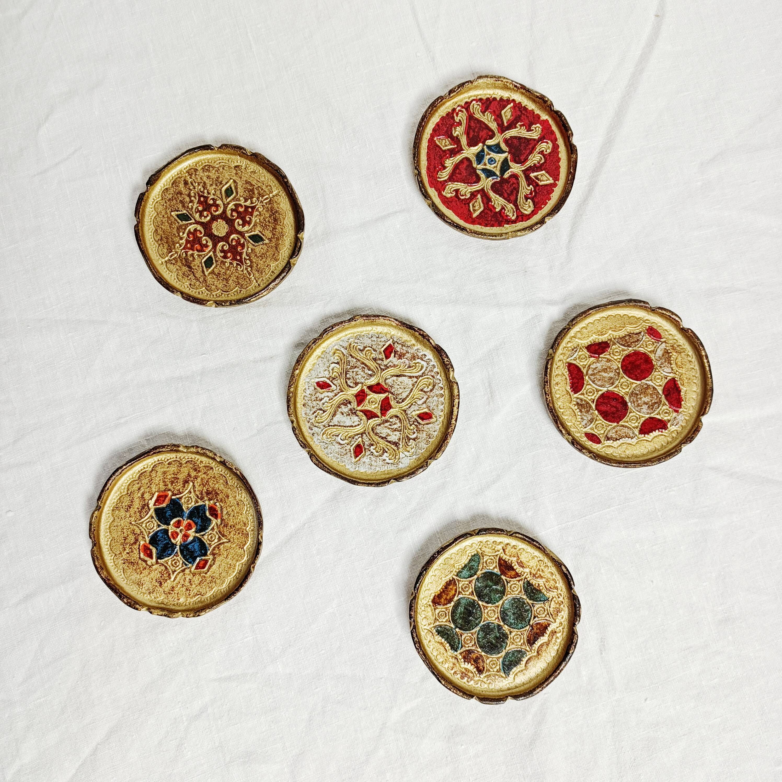 Set of 6 Venetian style coasters