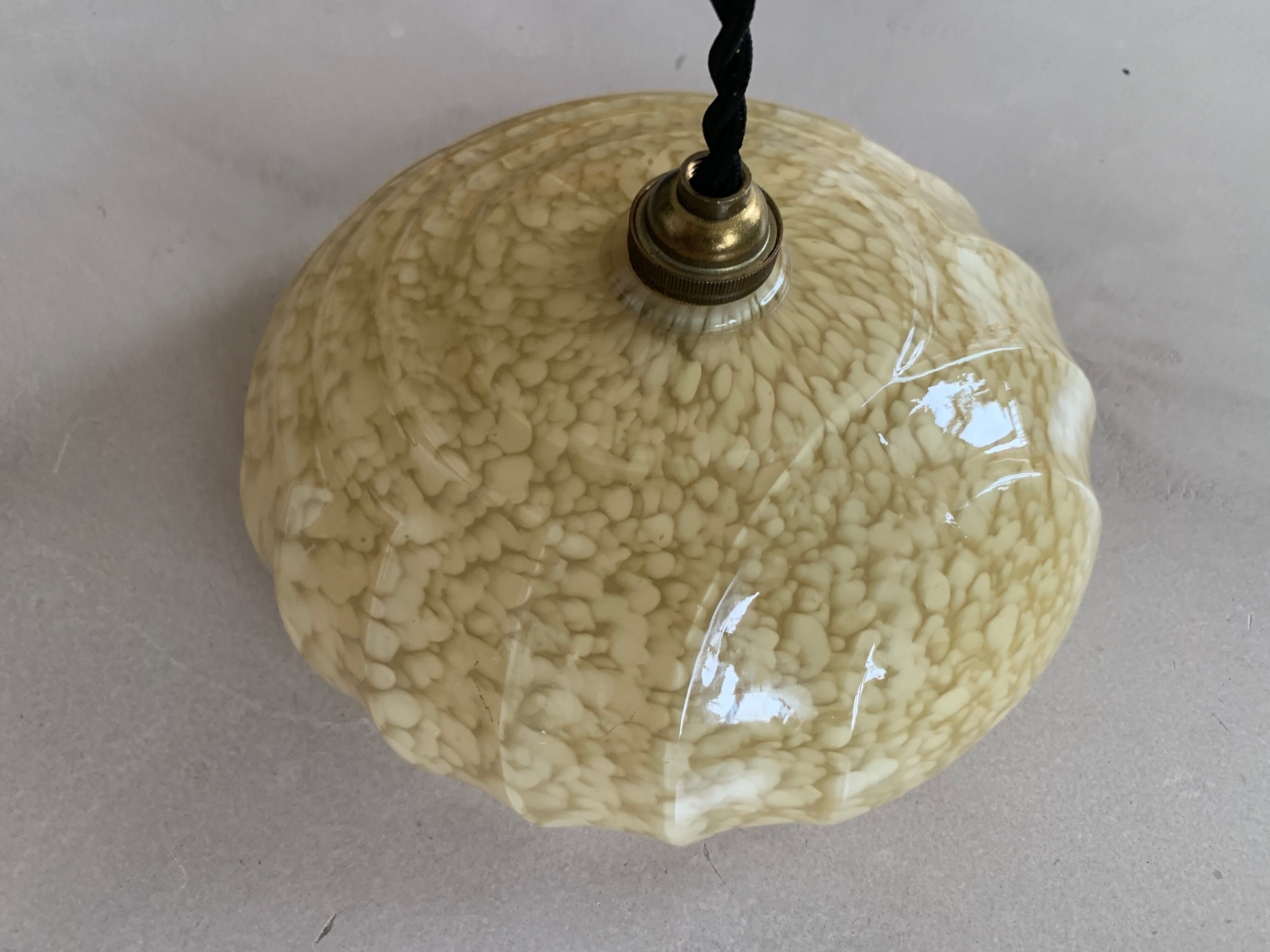 Clichy glass pendant lamp from the 1930s