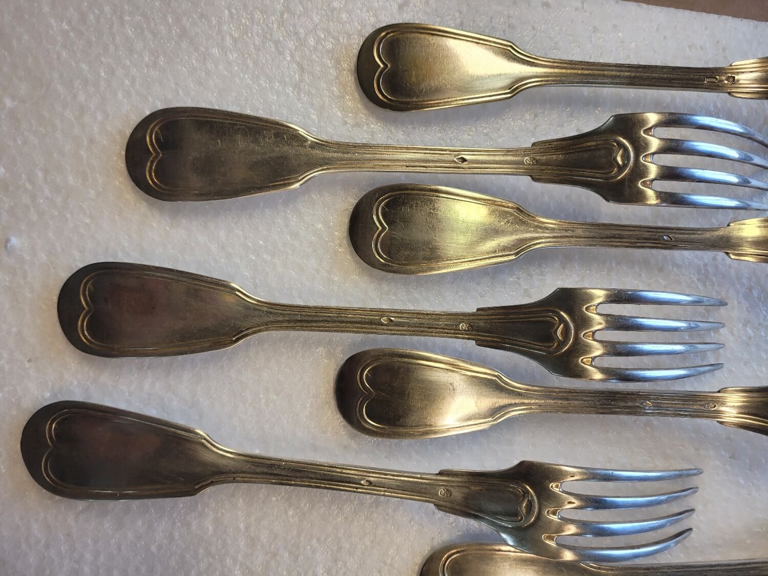 Silver metal housewife 6 spoons, 6 forks