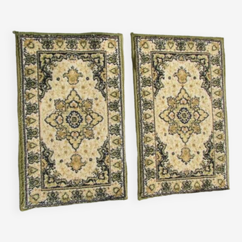 2 identical rugs 40 x 70 cm, green and gold