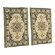 2 tapis identiques 40 x 70 cm , vert et or