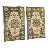 2 identical rugs 40 x 70 cm, green and gold
