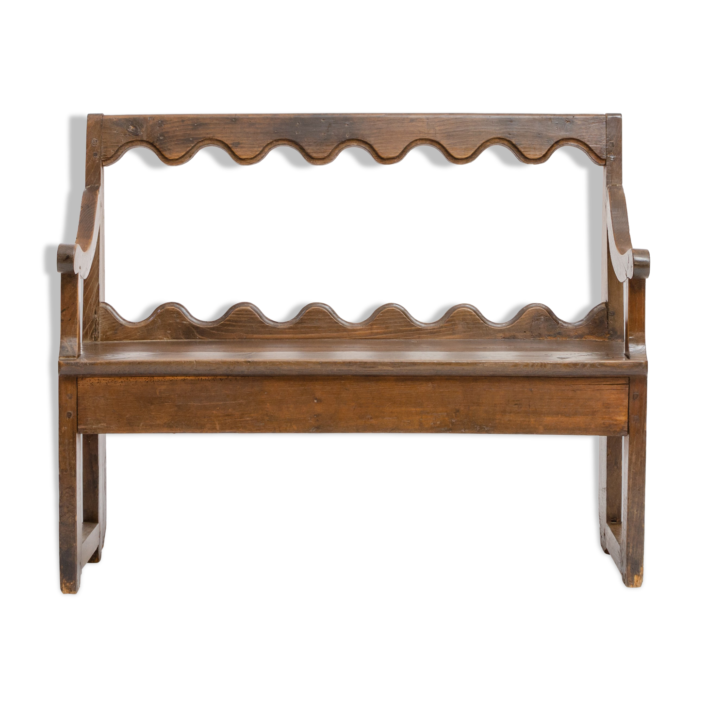 Liturgical bench with fruit wood backrest - French work - nineteenth century.