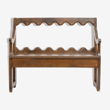 Liturgical bench with fruit wood backrest - French work - nineteenth century.