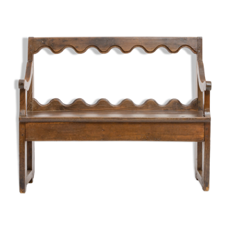 Liturgical bench with fruit wood backrest - French work - nineteenth century.