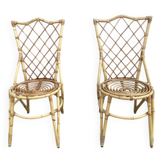 Rattan chairs with cross braces