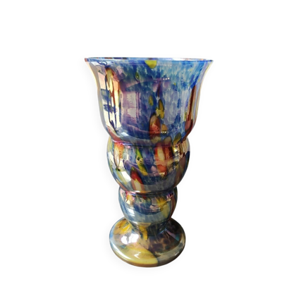 Vase en verre d'art soufflé iridescent Millefiori par Wilhelm Kralik