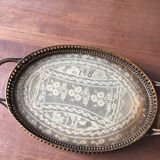 Bronze, brass and embroidery serving tray made in France