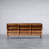 Vintage Mid-Century Danish Modern 3-Seater Brown Leather Sofa by Georg Thams
