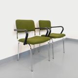 Pair of vintage fabric and chrome armchairs from the 70s