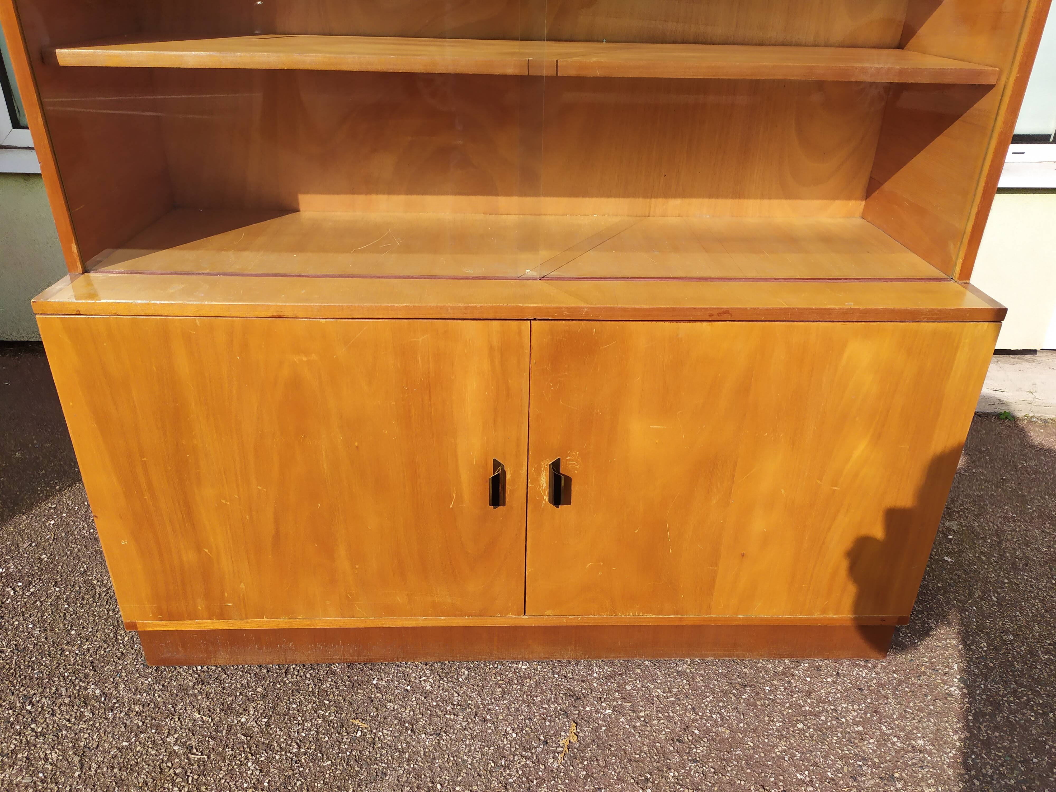 Vintage glass bookcase - Wood