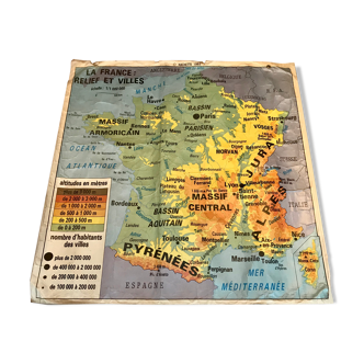 School map of france agriculture & livestock and administrative france 50s-60s