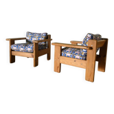 paire de fauteuils en pin, 1970