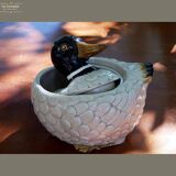 Enameled ceramic duck with lid