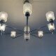 Vintage Italian chandelier from the 60s in chromed metal and glass