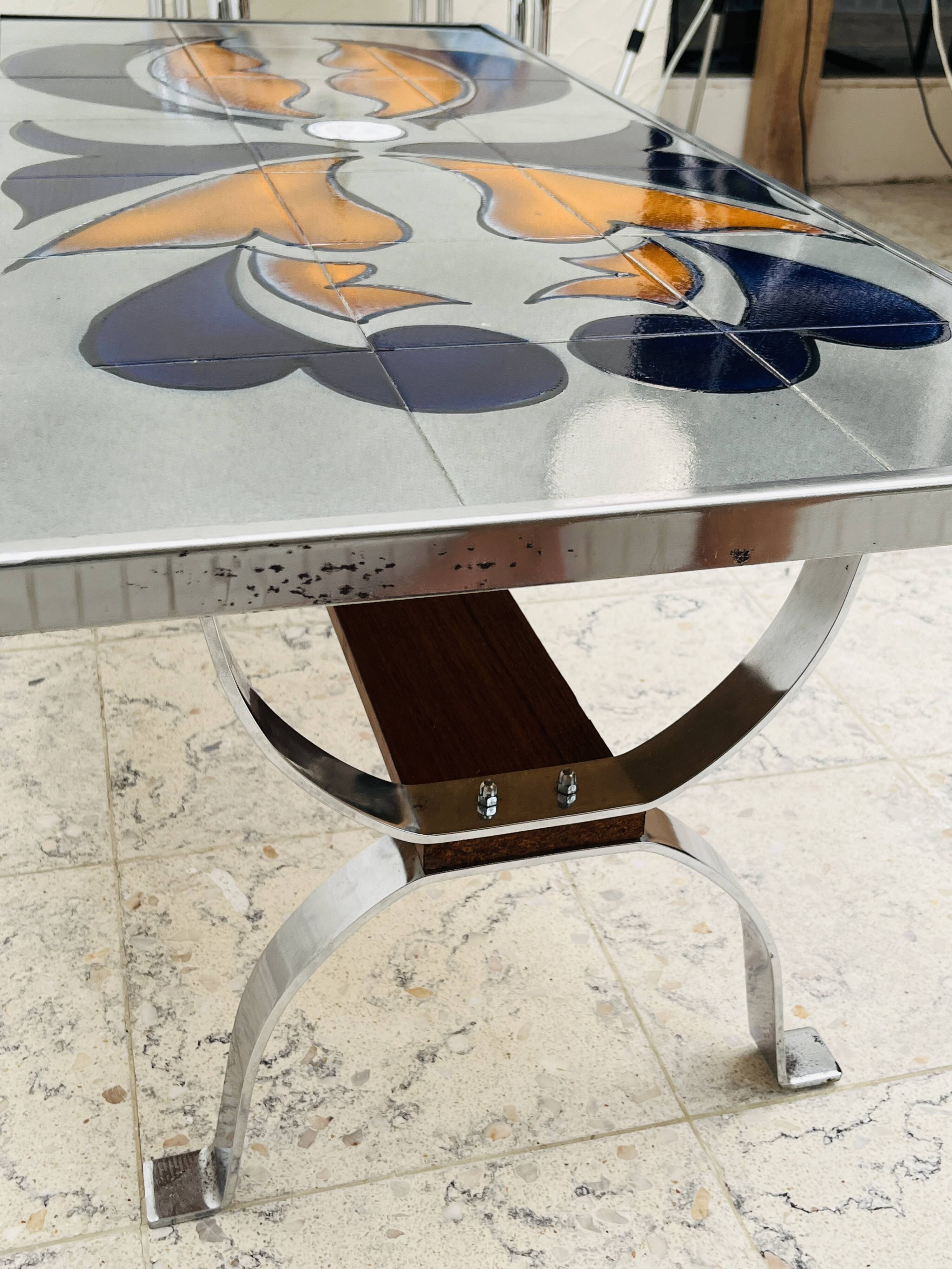 Metakore coffee table in ceramic from vallauris, signed cedem.