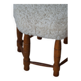 Modern Danish, a hexagonal oak stool, seat reupholstered in lambswool, 1950s.