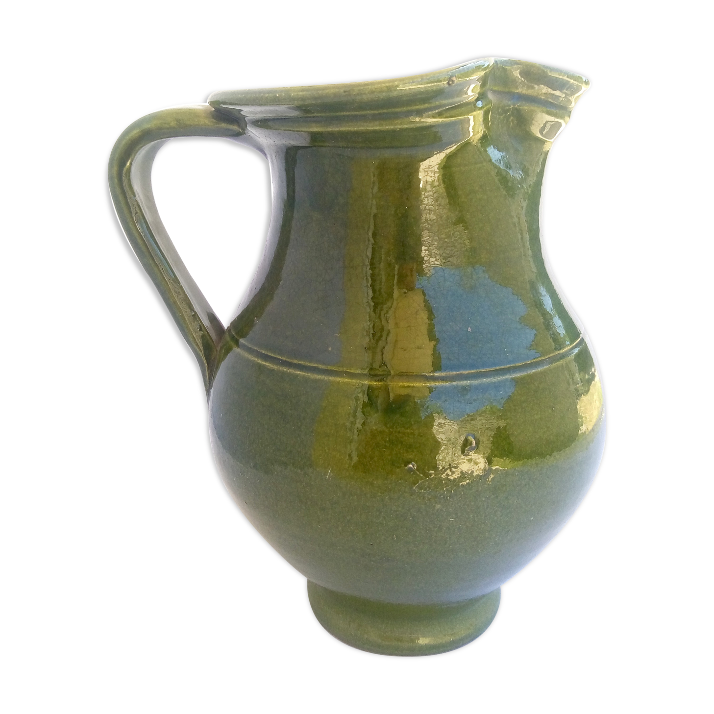 Green ceramic pitcher