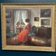 Scandinavian Oil on Canvas – Interior Scene by Bente Berg – Vintage