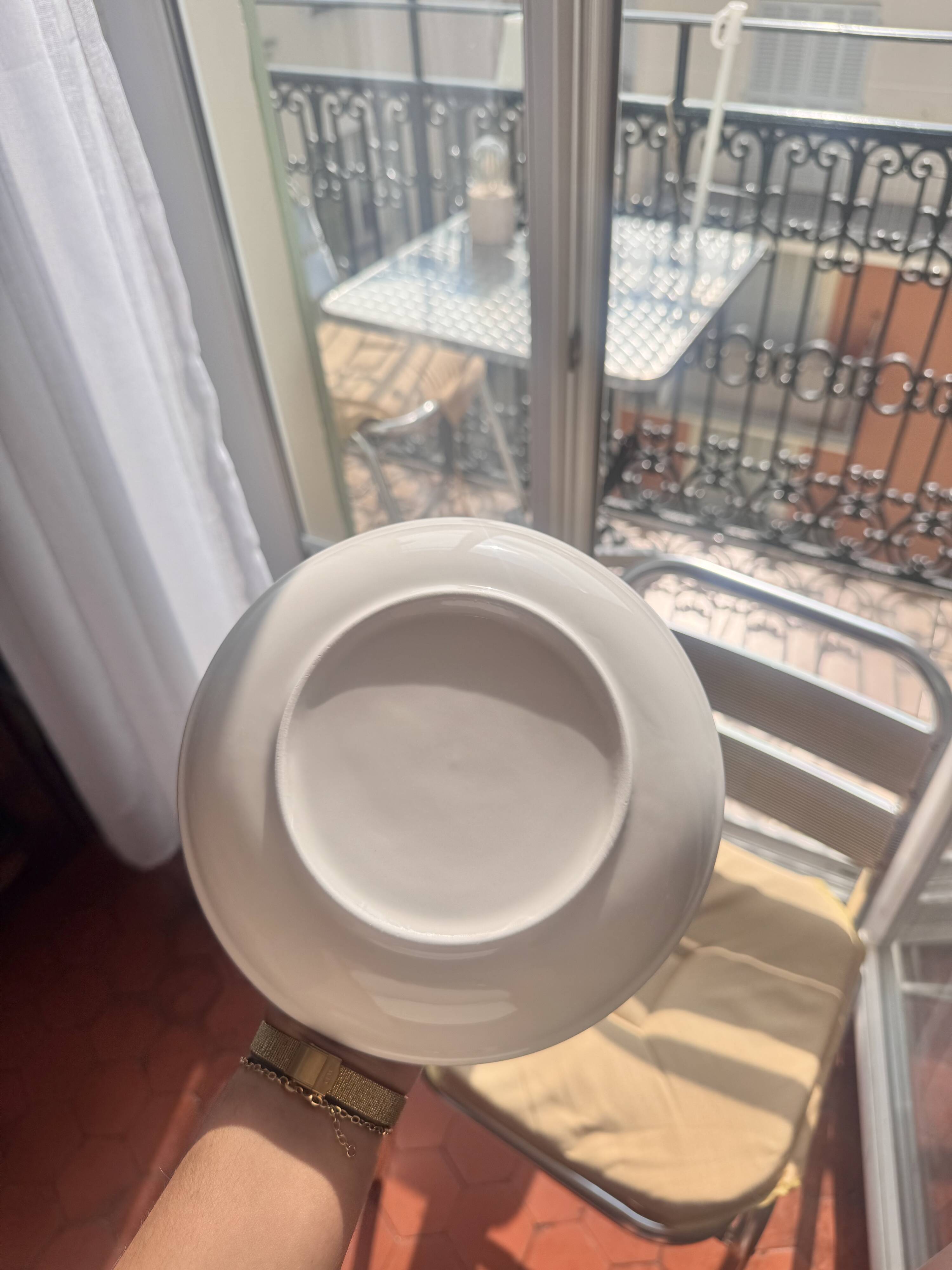 Set of 4 Deep Dessert Plates – White & Blue Rim