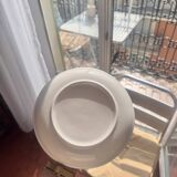 Lot de 4 Assiettes à dessert creuses – Blanc & contour bleu